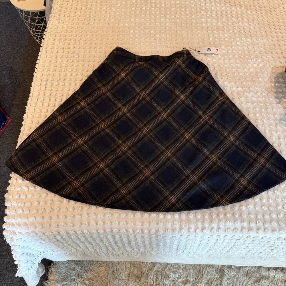 A-Line Plaid Midi Skirt